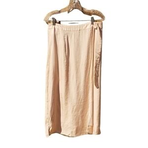 New JNSQ‎ Cream Lolita Silky Wrap Midi Skirt with Gold Rings Size 8 NWT